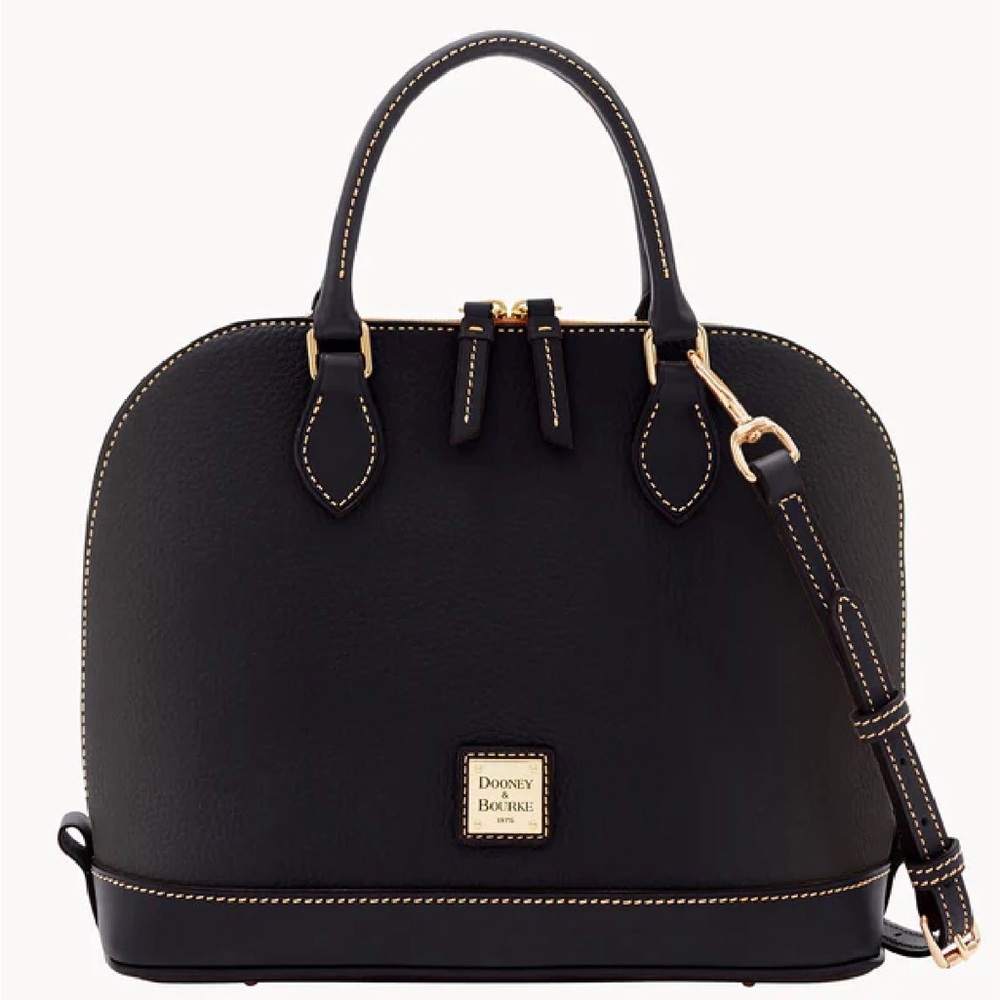 Dooney & Bourke Black Satchel with Gold Accents